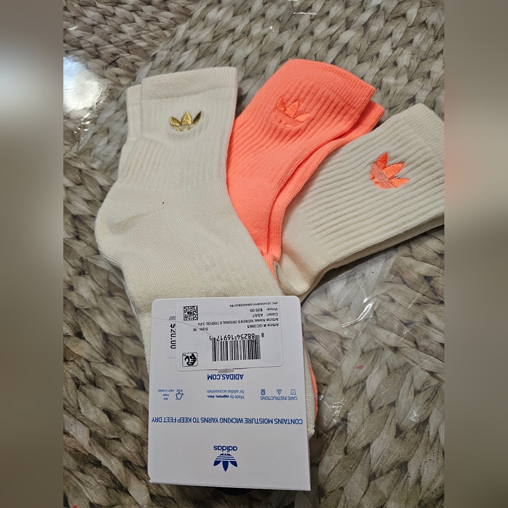 adidas 3-Pack Trefoil Crew Women's Socks - Picture 3 of 7